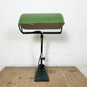 Vintage Green Enamel Bank Lamp, 1950s