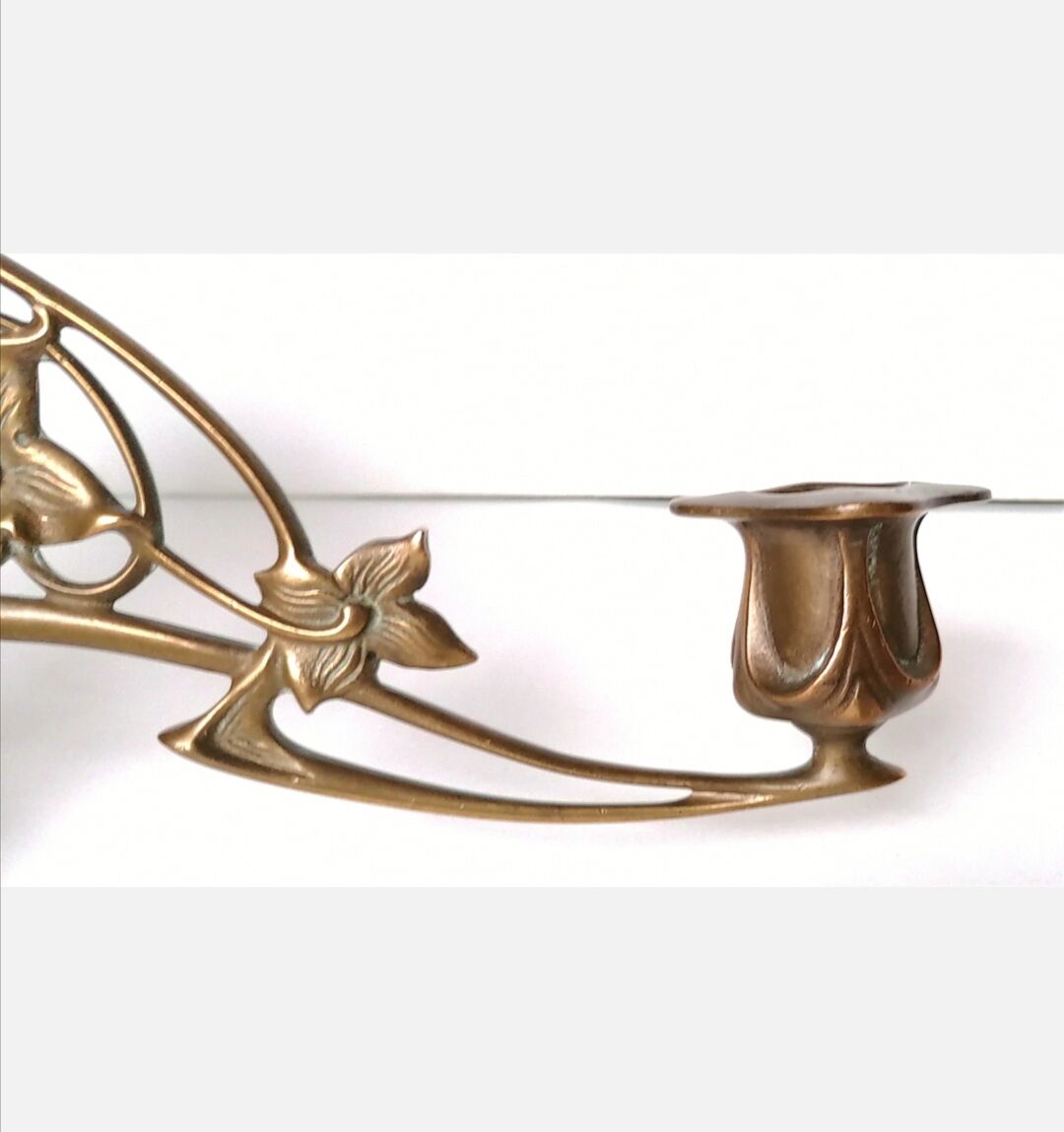 Pleyel art nouveau bronze candle holder