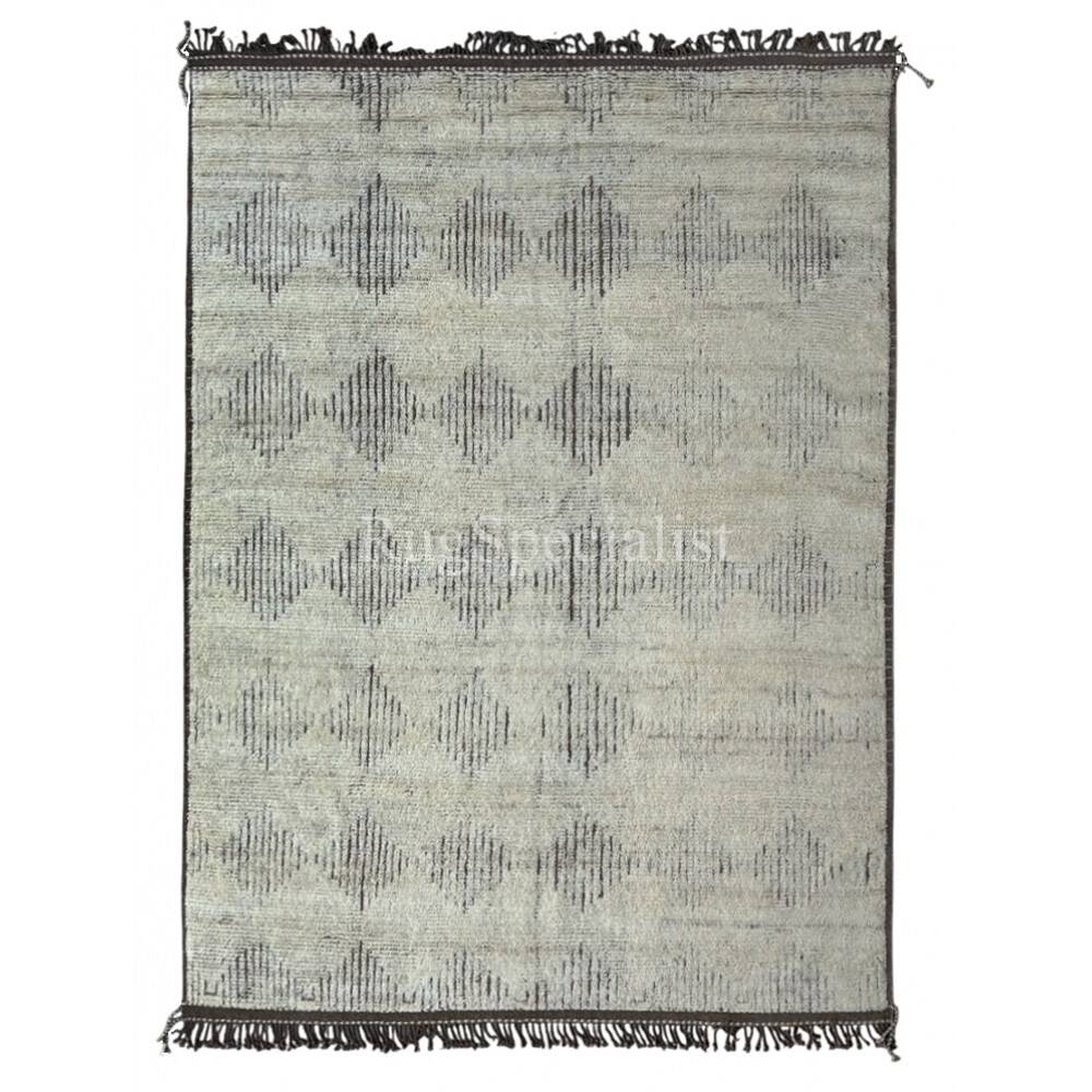 Modern Moroccan Design Berber Rug. 100% Wool. Handmade Beni Ourain Carpet