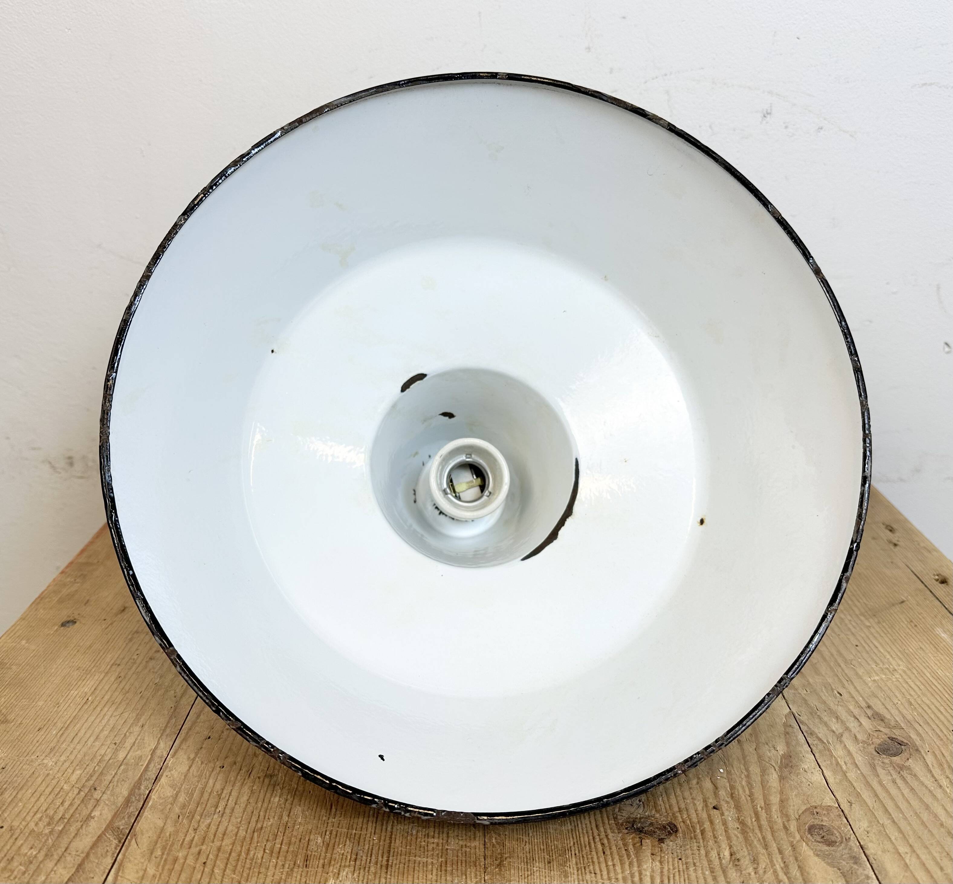 Industrial grey enamel factory pendant lamp, 1960s