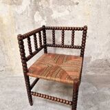Turned wood corner chair