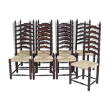 Set of 8 high back chairs, 1950s.