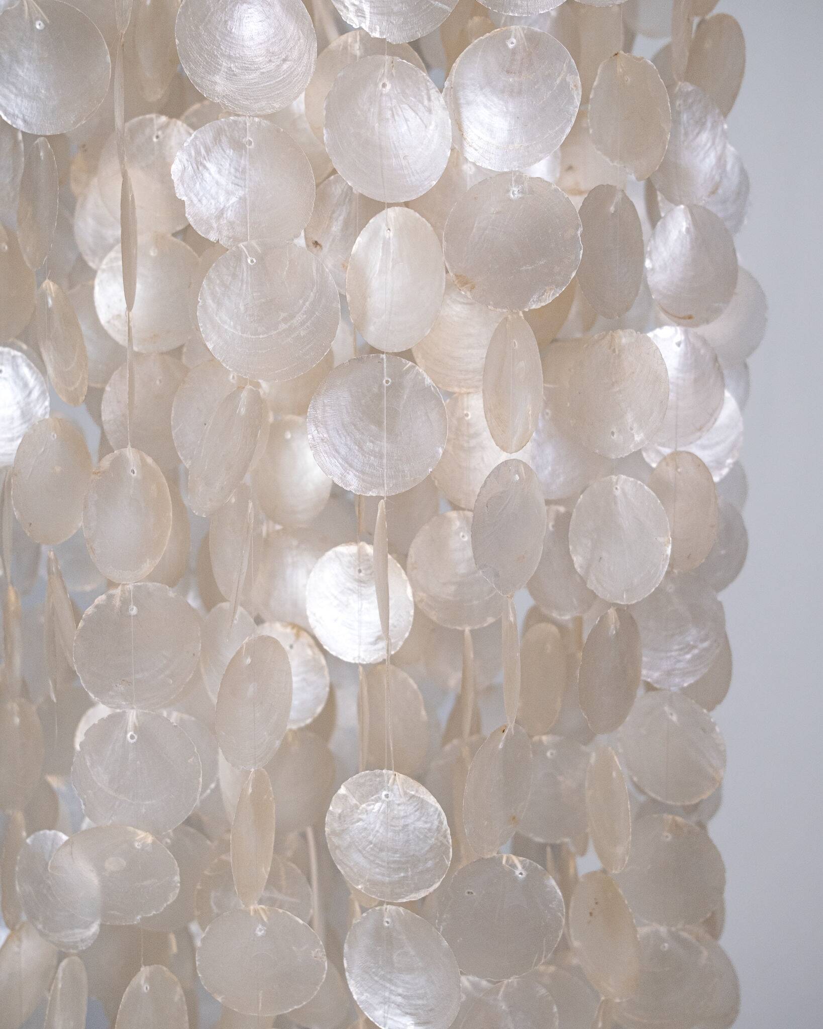 Large mother-of-pearl chandelier in the style of Verner Panton, 1980s.