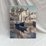 Signed painting Oil on canvas “Ville Honfleur, Normandy” dimensions: height -50cm- Width -40cm-