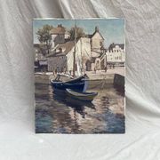 Signed painting Oil on canvas “Ville Honfleur, Normandy” dimensions: height -50cm- Width -40cm-
