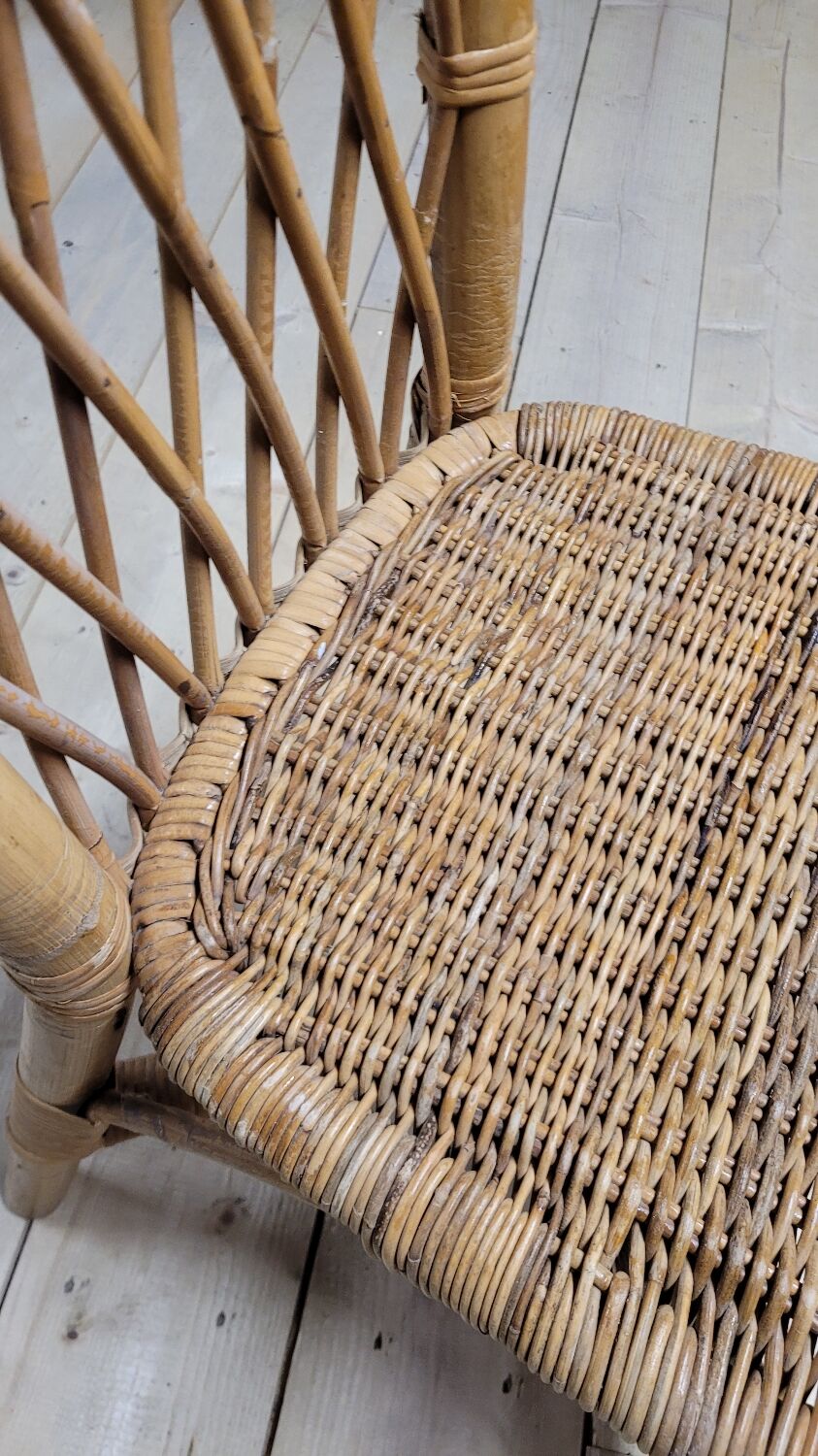 Vintage rattan office chair - 1950s