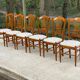 6 vintage dining room chairs in solid wood and gray fabric