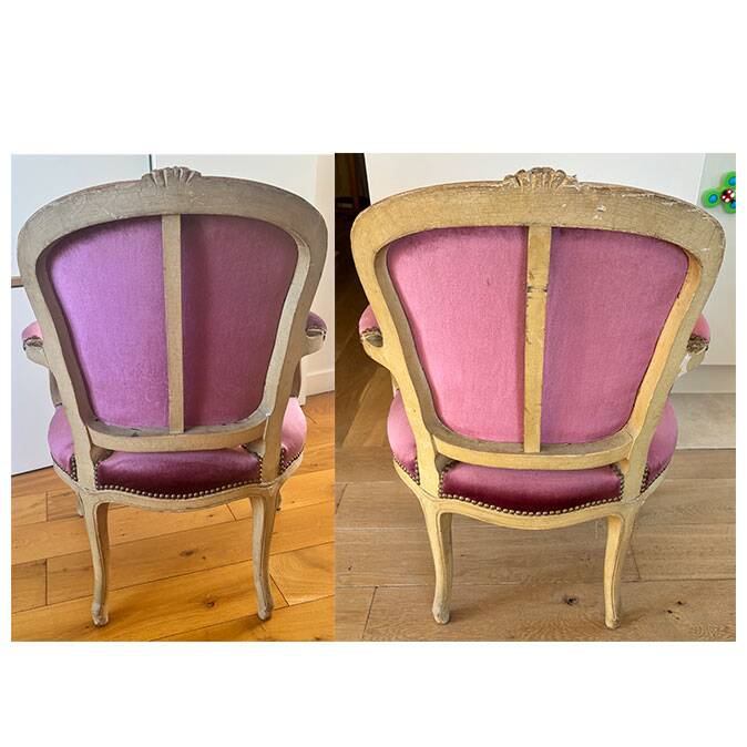 Pair of Louis XV style cabriolet armchairs
