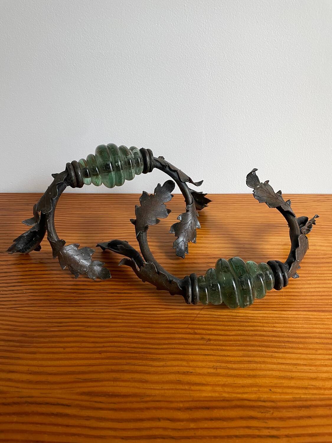 Wrought iron and glass door handle