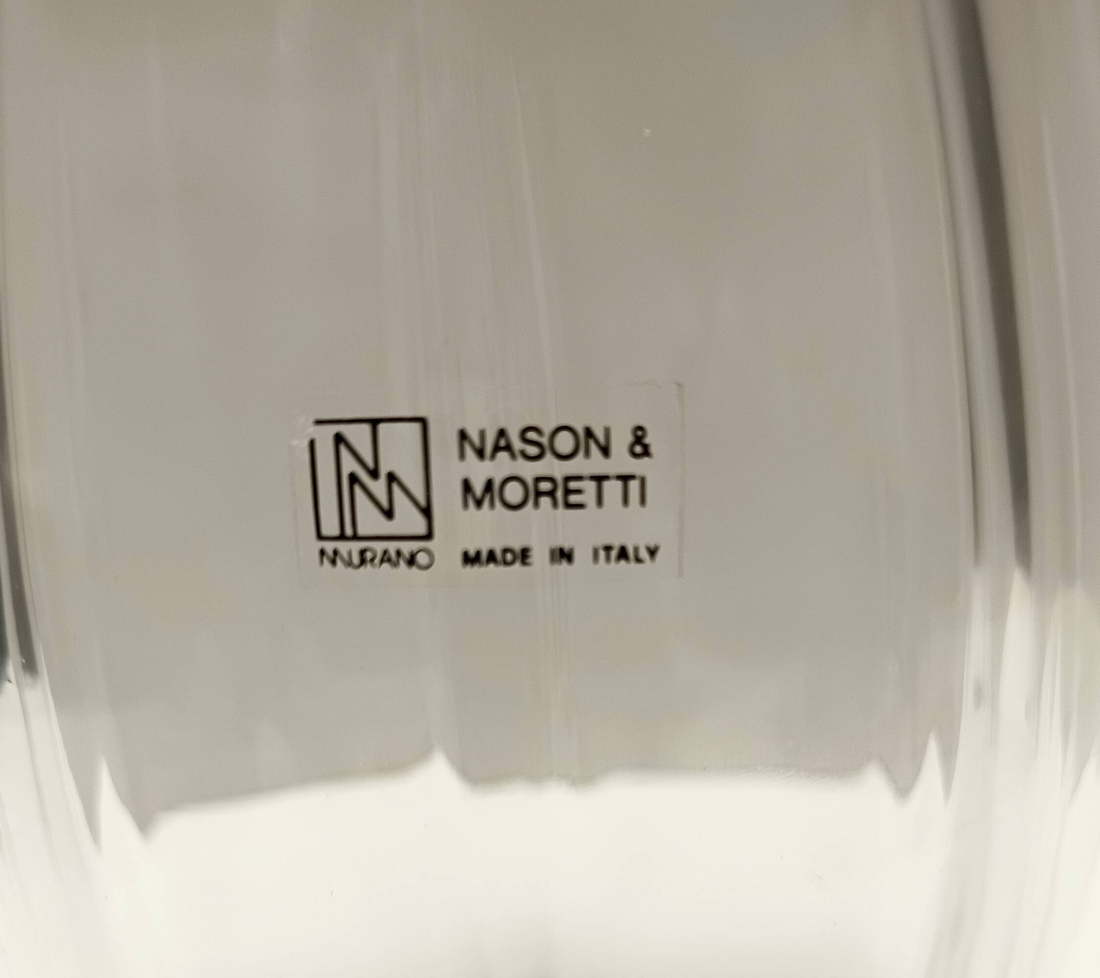 Transparent Murano Glass Vase by Moretti and Nason, Labeled, Italy 1990s