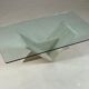 Table basse italienne en travertin et verre, 1970s