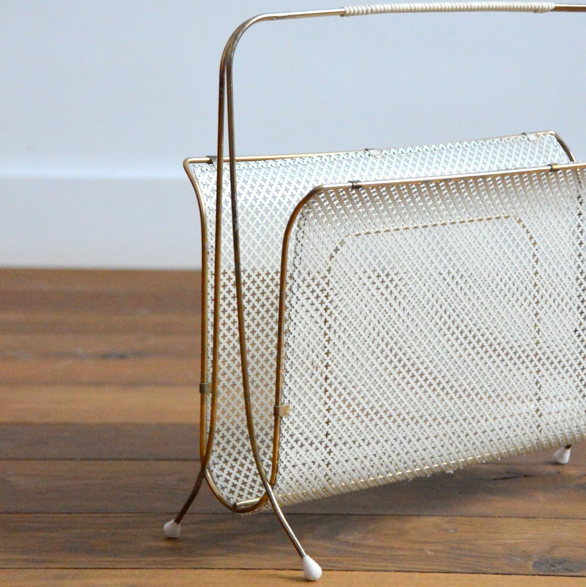 Door magazines perforated metal and vintage brass 50s / 60s