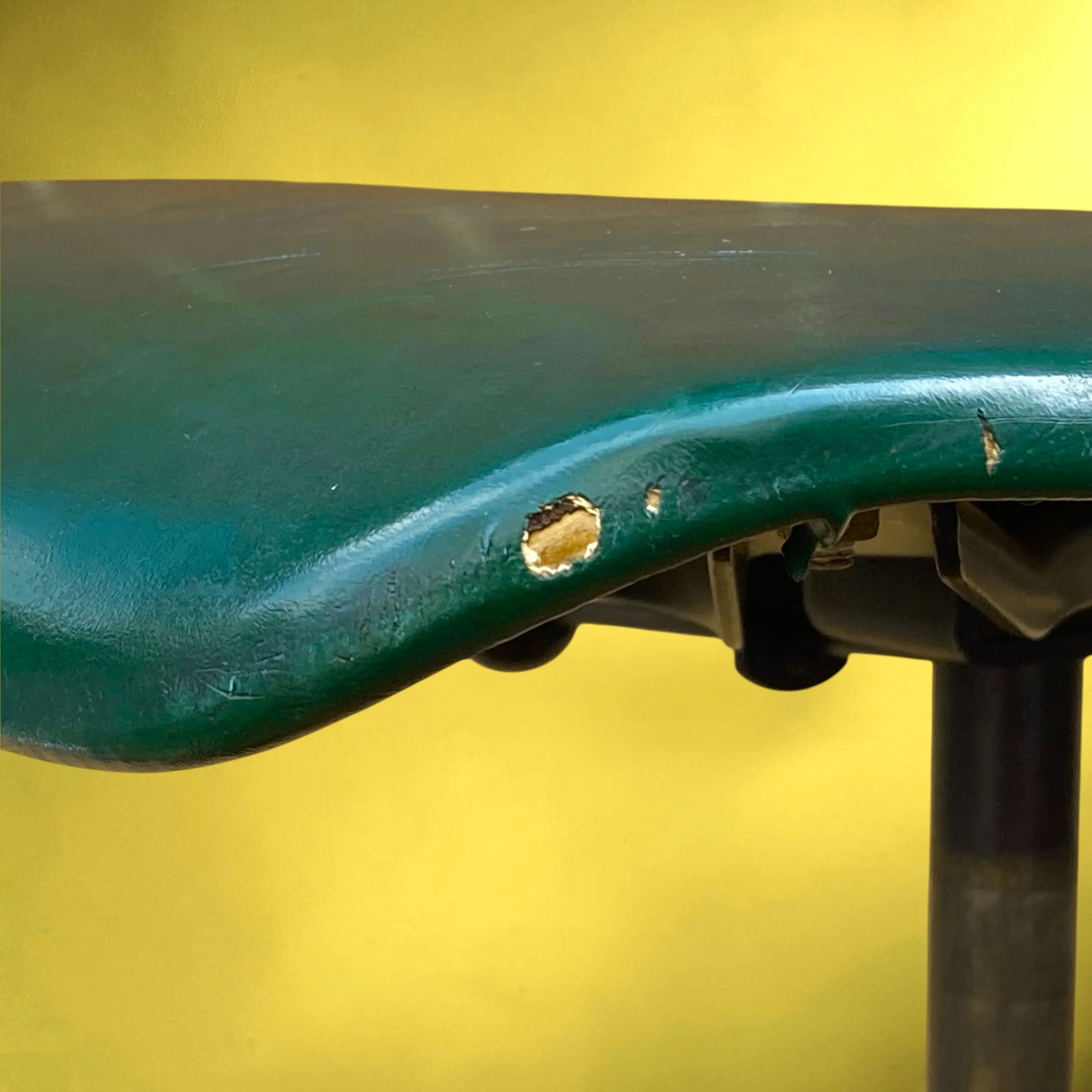 Polster office chair Gleich Klöber in green faux leather, wood and metal – mid-century