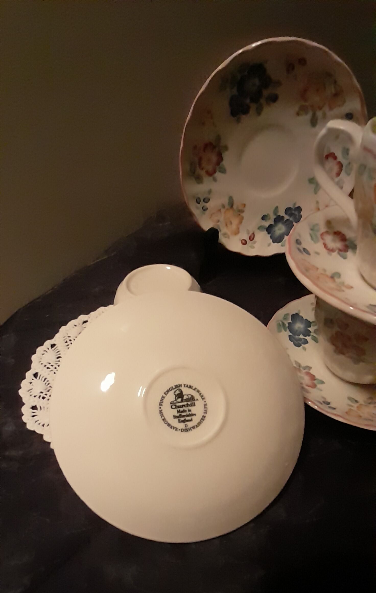 3 tasses thé anglaises, fleuries faience Ironstone Churchill