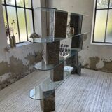 Roche Bobois stone and glass sculpture shelf 1970s