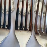 12 large silver-plated metal table forks by Guildart