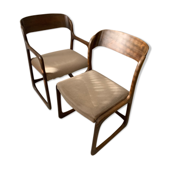 Duo chair & armchair sleigh Baumann