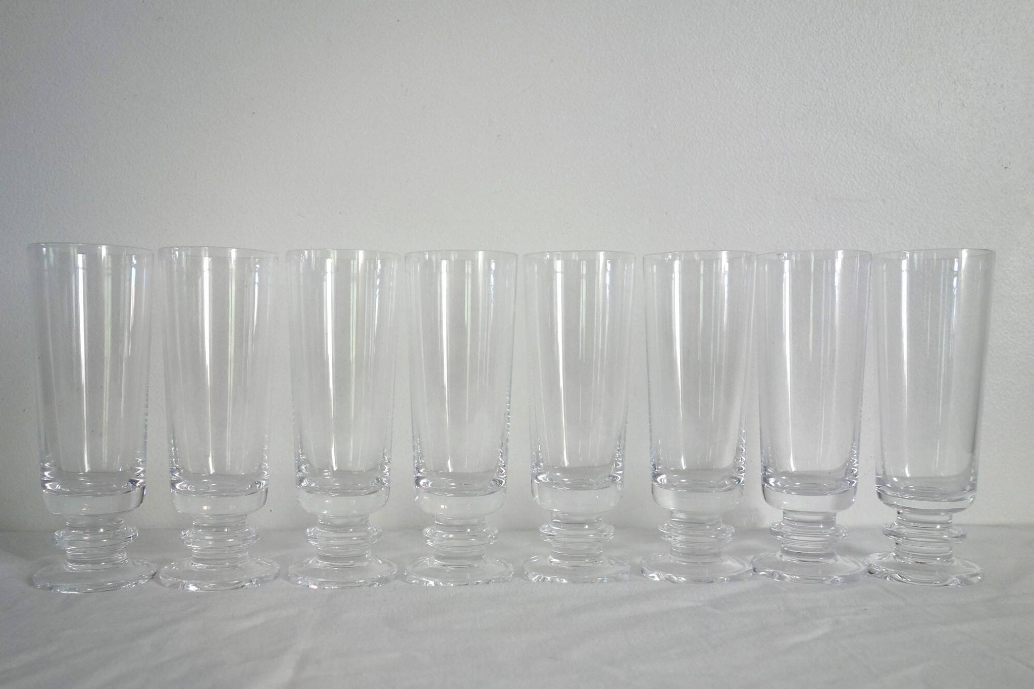 8 vintage Sèvres crystal champagne glasses, 1970s