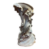 Vintage porcelain dolphin and shell vase circa 1960