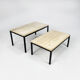 Set of 2 mid century travertine and steel coffee tables, 1960s