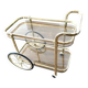 Brass and smoked glass bar trolley, 2 trays