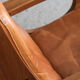 Brutalist rocking chair in pine wood and cognac leather, 1970’s