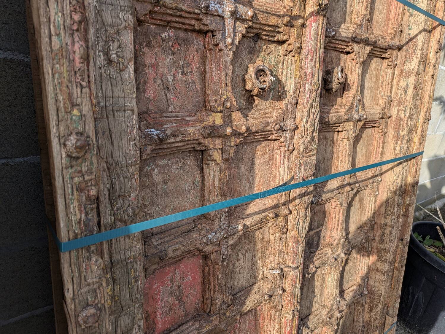 Very old Indian door from Rajasthan in functional teak.