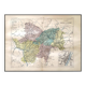 Saône and Loire, old map printed in 1883.