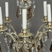 Antique French chandelier 170 cm with Louis XVI style chain in crystal.
