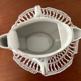 Old porcelain saucepan with fat/lean separator