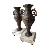 Vases fireplace amphorae, art nouveau in regulates and marble