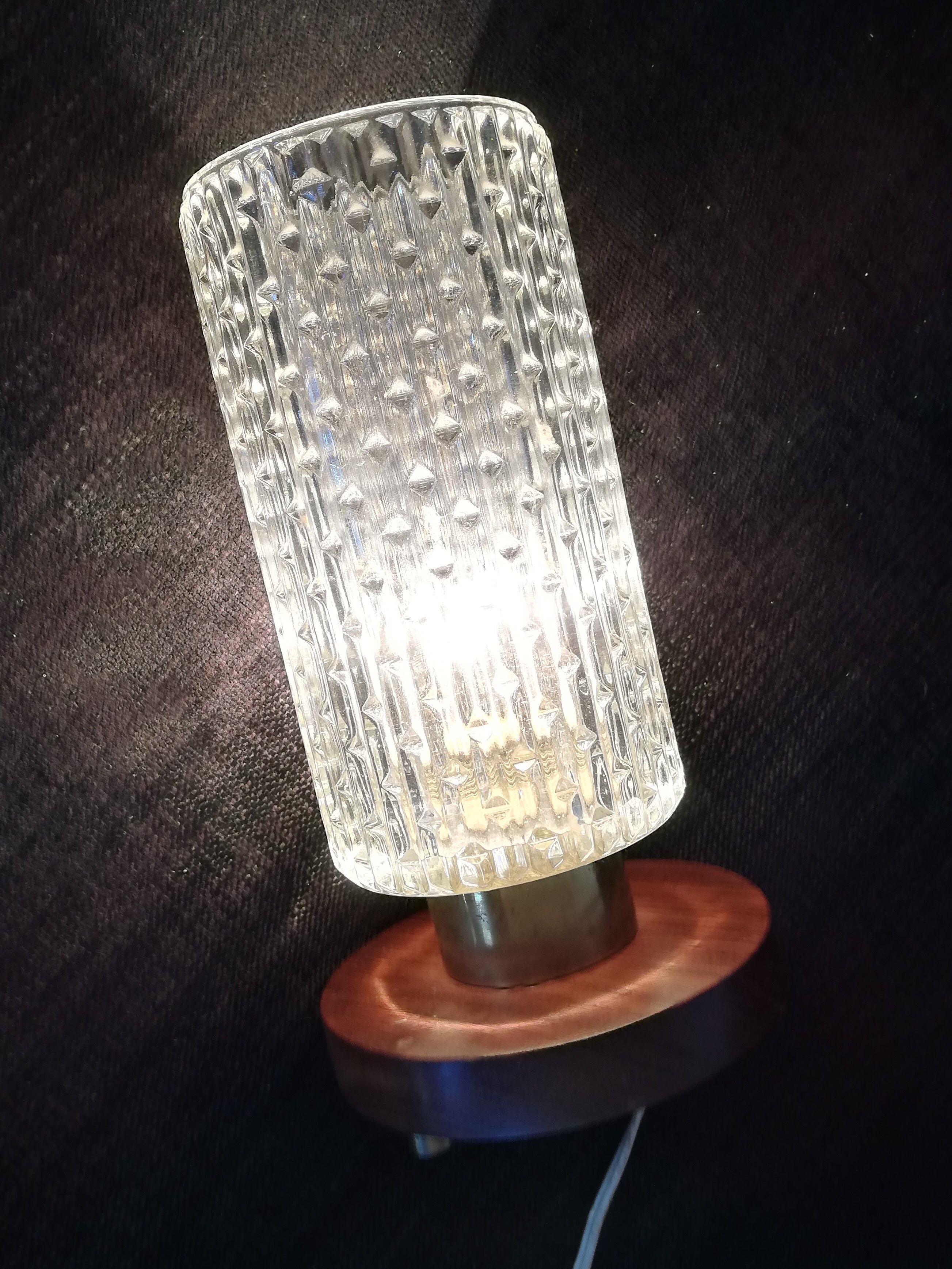 Teak and glass Scandinavian nightlight