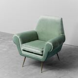 Gigi Radice minotti green velvet armchair from the 1950s vintage modern design