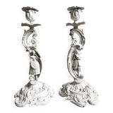 Pair of patinated candlesticks