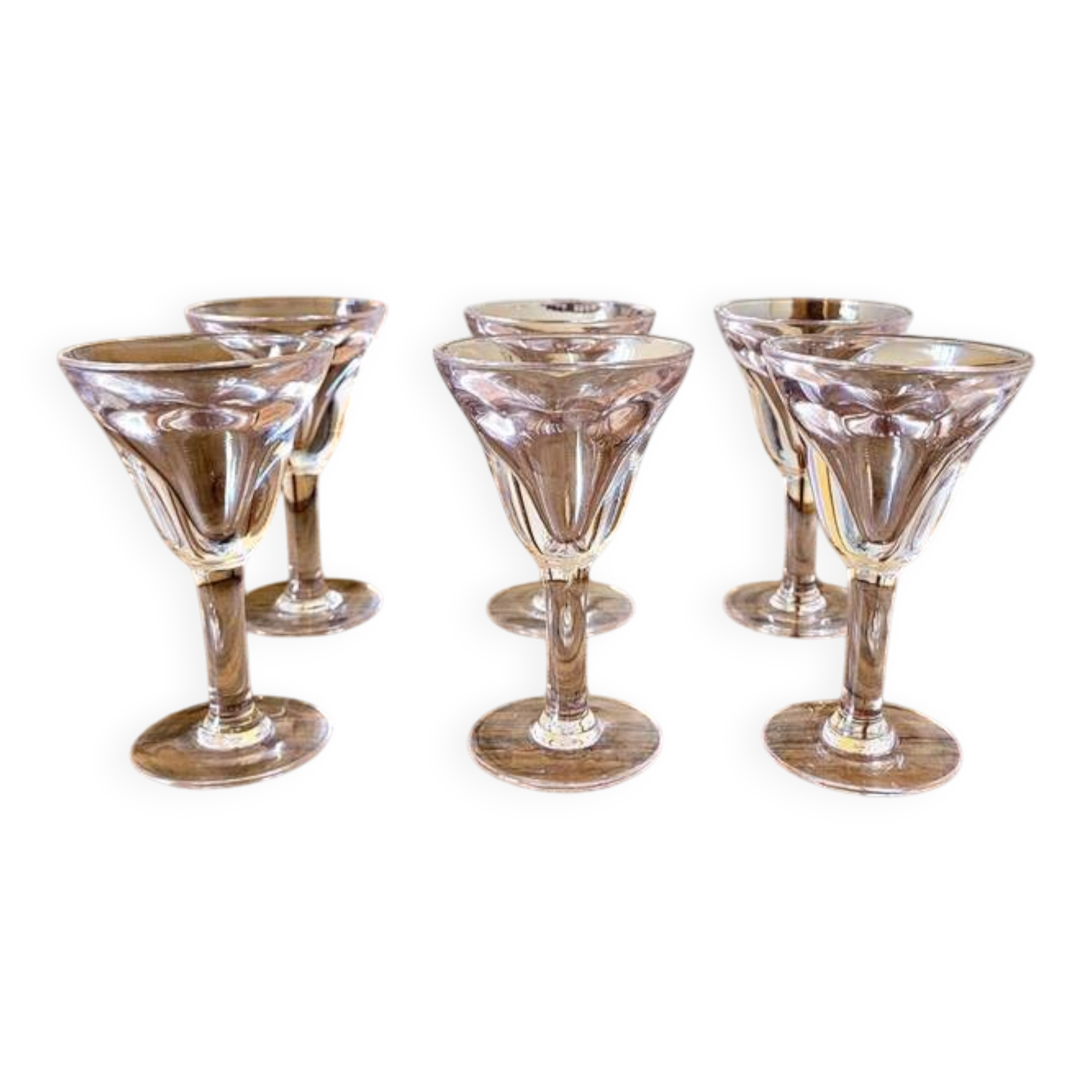 Vintage bistro glasses known as "deceivers" or "thieves" (set of 6)