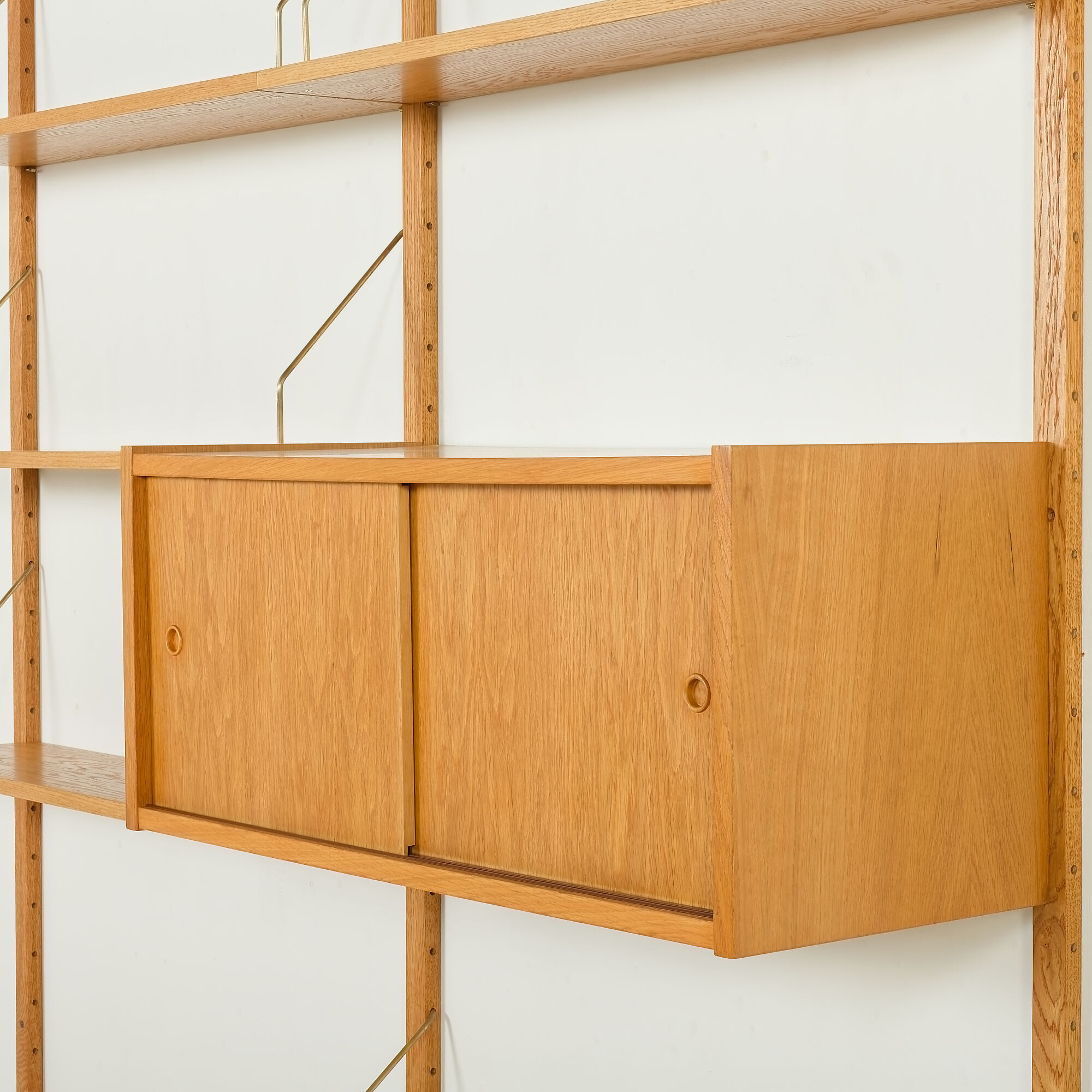 Preben Sorensen Danish oak wall unit by PS System, Randers, 1970s