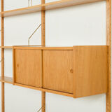 Preben Sorensen Danish oak wall unit by PS System, Randers, 1970s