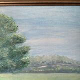 Vintage Original Oil On Canvas Painting Rural Landscape  1995