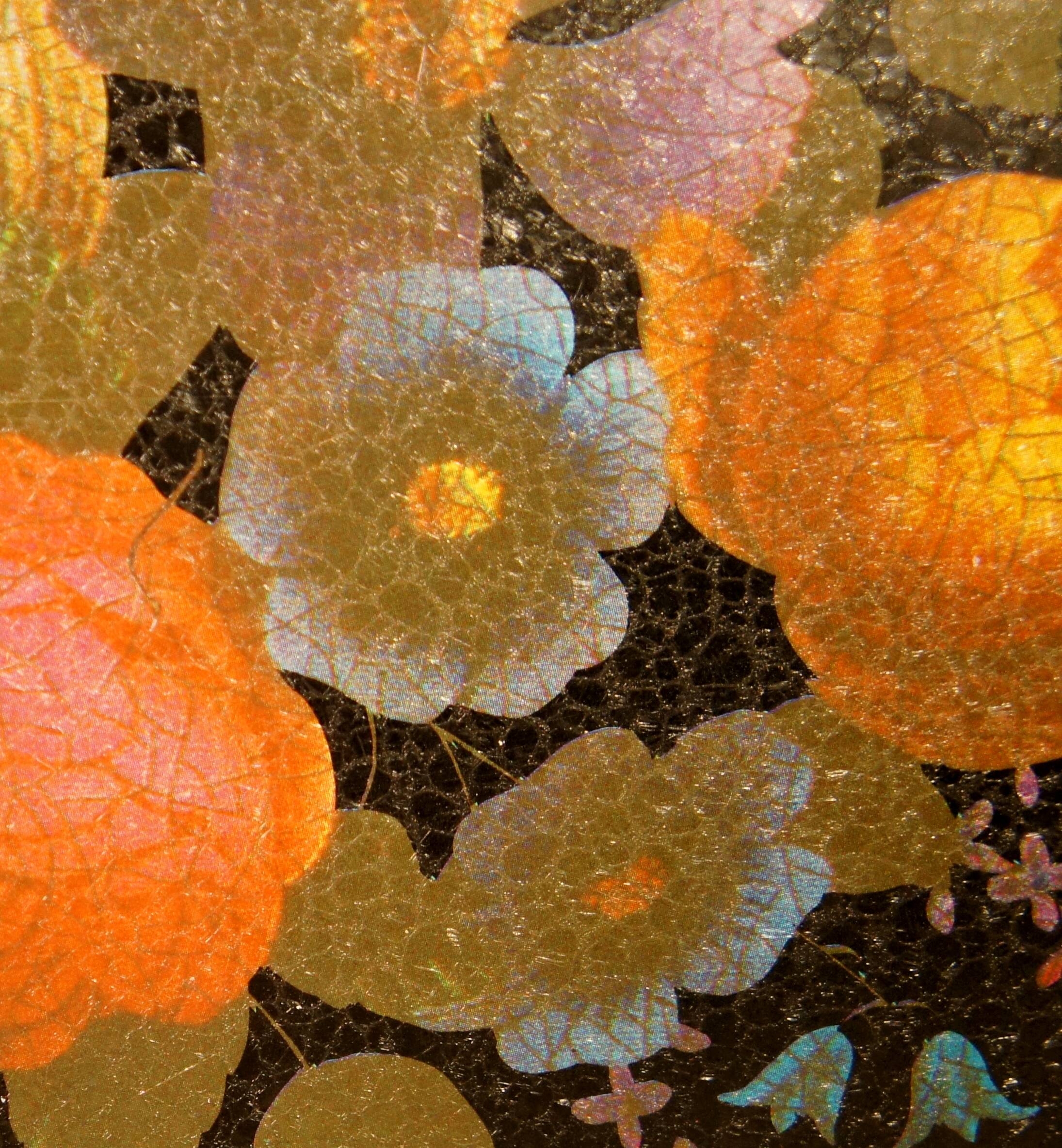 Flower tray in screen-printed sheet metal cracked effect