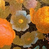 Flower tray in screen-printed sheet metal cracked effect