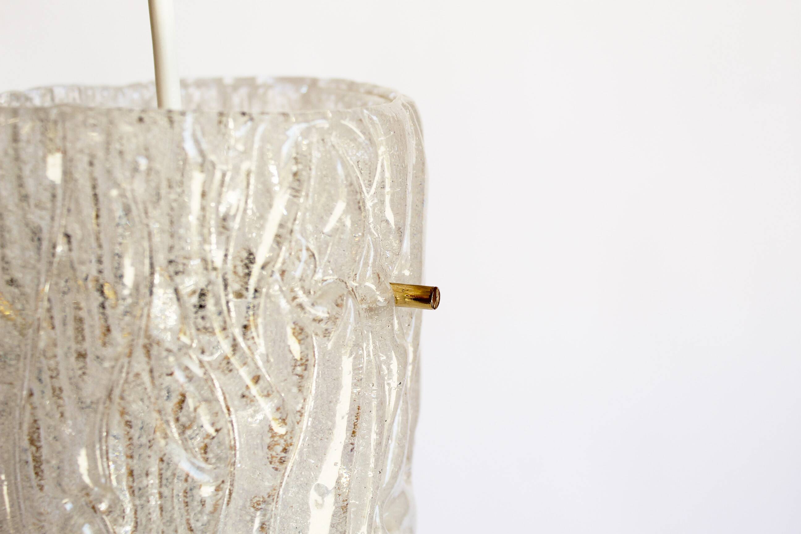 Petite ‘Riffle’ glass and brass pendant lamps by Kalmar