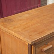Old desk, wooden desk, school desk, desk with drawers and tablet, 50s