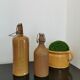 Set of 2 bottles in stoneware, organic decoration