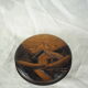 Large blackened wooden box mountain landscape folk art early / mid twentieth