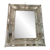 Venetian Rectangular Floreal Hand-Carving Wall Mirror in Murano Glass Style