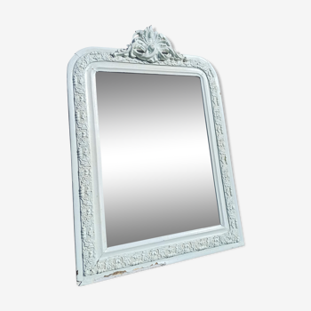 Louis Philippe style mirror with patinated white molding pediment