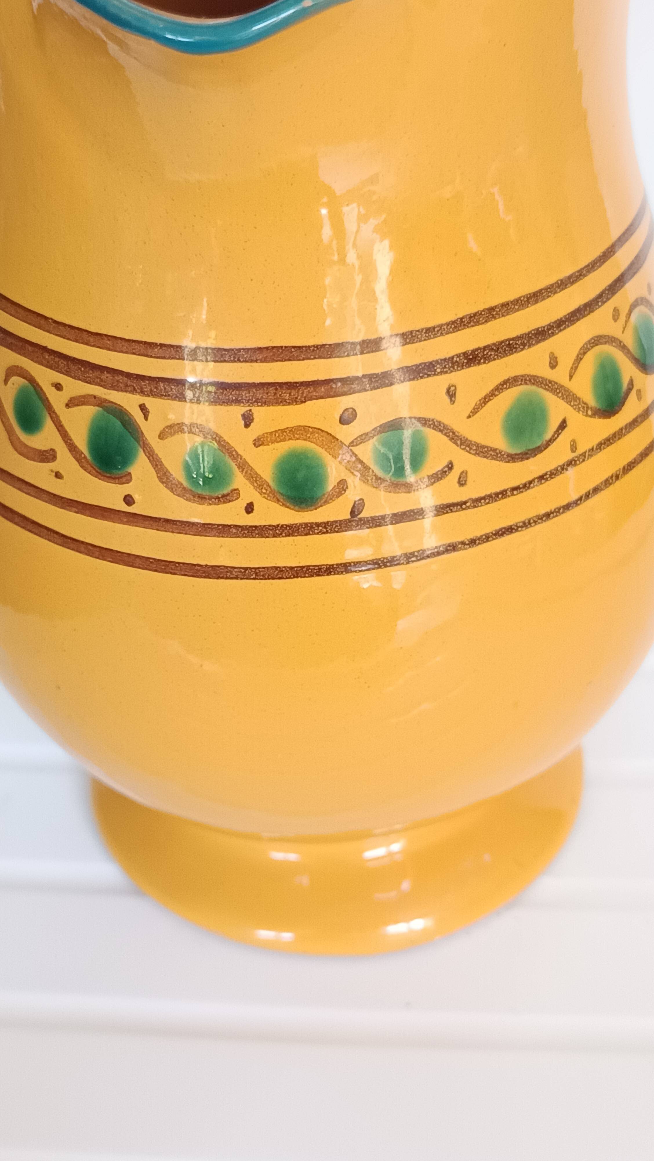 Large vintage ceramic cat pitcher – Hand Decor – French craftsmanship –