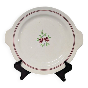 Round earthenware plate Moulin des Loups Orchies model Two Roses