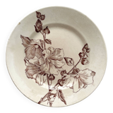 Assiette à dessert en terre de fer "Trémières" faïencerie de Salins