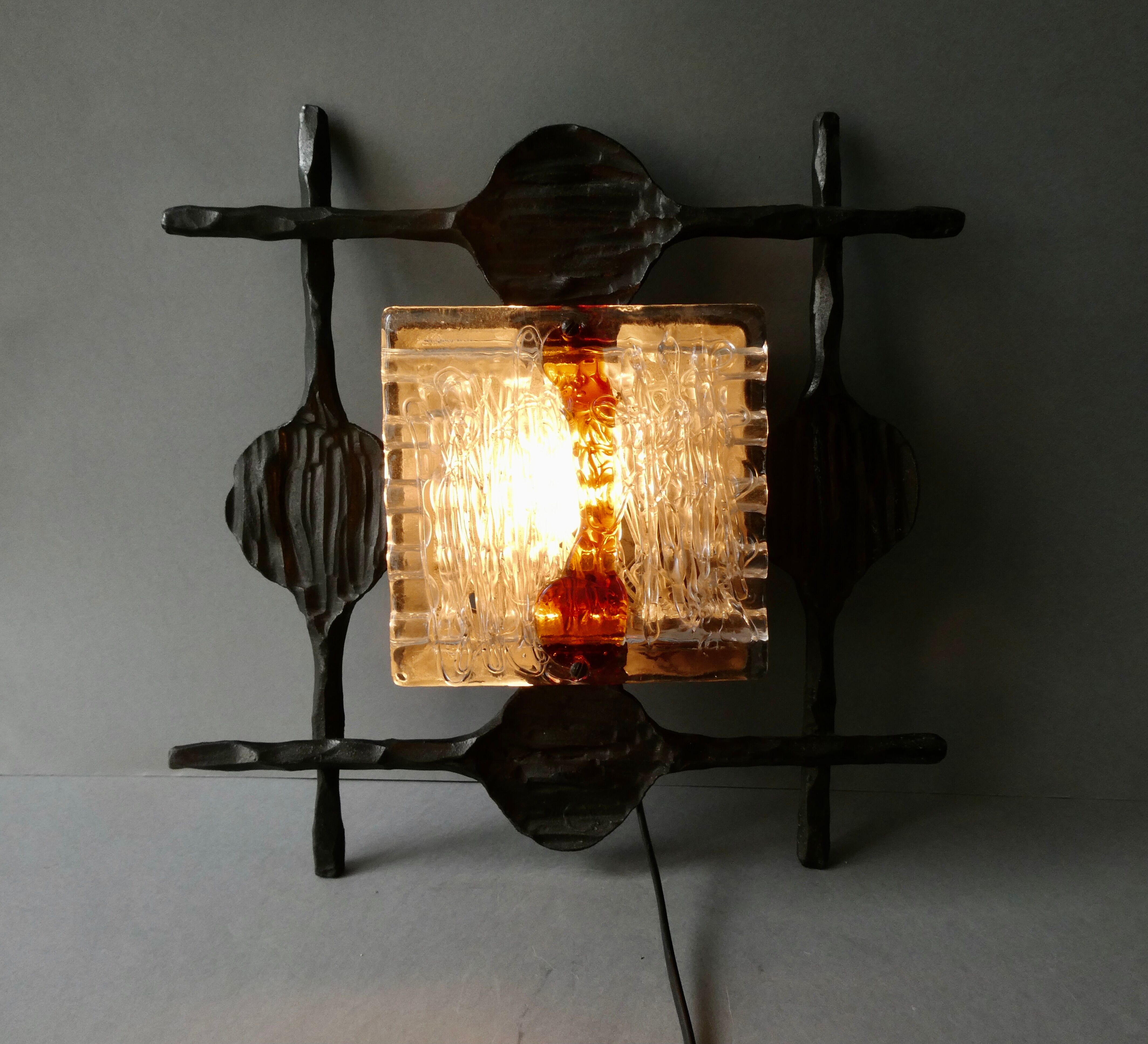 Swedish brutalist wall lamp by Tom Ahlström & Hans Ehrlich, 60s